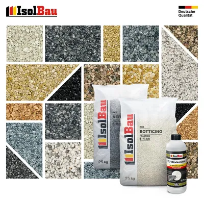 Isolbau Steinteppich Set Marmorkies 1-4 mm Verona Braun 25 kg - Inkl. Bindemittel bis 2,5 m² Bodenbelag