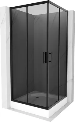 Image de Mexen Rio Cabine de douche carrée 90 x 90 cm, Noir graphite, Noir + Receveur de douche Rio, Blanc - 860-090-090-70-40-4510