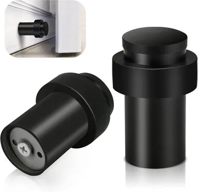 Produktbild von Set aus 2 Türstoppern - Türstoppern Schwarz- 6x4x4cm - Türpuffer Geeignet Für innen und außen