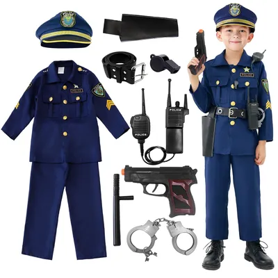 Polizeikostüm Kinder mit Walkie-Talkie, Stabholster, für 6-8 Jahre