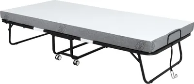 Produktbild von Klappbett - Gästebett - Klappbar - Stahlrahmen - Mit Matratze - 200×80×42,5 cm - Matratze weiß, Gestell schwarz