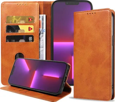 Immagine prodotto di Smartphonica iPhone 13 Pro Max custodia in ecopelle con chiusura magnetica e portacarte a libro - Marrone