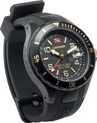 Produktbild von Cressi Traveller Dual Time Gold Uhr Schwarz  Schwarz One Size