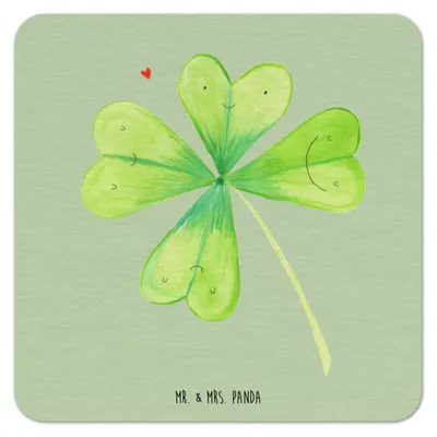 Produktbild von Mr. & Mrs. Panda Tischuntersetzer Blume Kleeblatt 25er Set - Blattgrün - Geschenk, Garten, Flaschenuntersetzer, Motivation, Umzug, Tassenuntersetzer, Bierdeckel, Glück