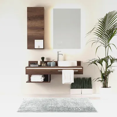 Produktbild von Badematte 60 x 90 cm Badteppich Badvorleger rutschfest Bati Grau