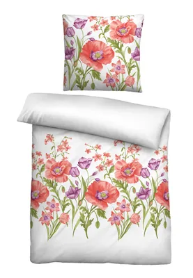 Produktbild von Traumhaft schlafen - Castell - Markenbettwäsche Baumwoll Renforce Bettwäsche 0040598 BLUMENWIESE color: weiss, size: 1x 155x220 cm + 1x 80x80 cm