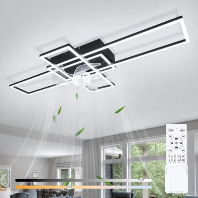 Image de ZMH Ventilateur de plafond 94 cm avec éclairage, 6 vitesses, LED, intensité réglable, télécommande et minuterie, pour le salon, productTiles.product.images.aiGenerated