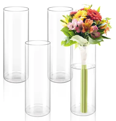 Productafbeelding van Solidchoice - Set van 4 Grote Glazen Vazen voor Bloemdecoratie