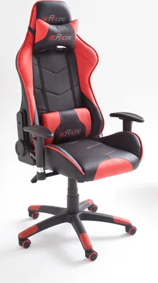 Produktbild von A C Chefsessel McRacing 5 Lederlook schwarz und rotArmlehnen, Gaslift, 69/125/58 cm
