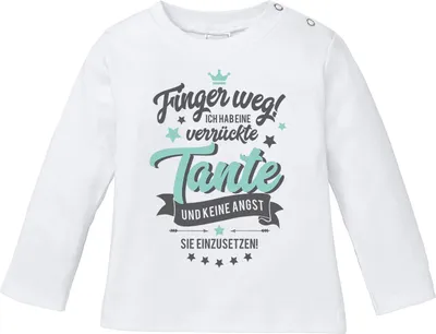 Produktbild von Baby Langarmshirt Finger weg ich habe eine verrückte Tante  Baumwolle Jungen Mädchen Babyshirt Longsleeve Spruch Shirt Moonworks® weiß 56/62 (1-3 Monate)