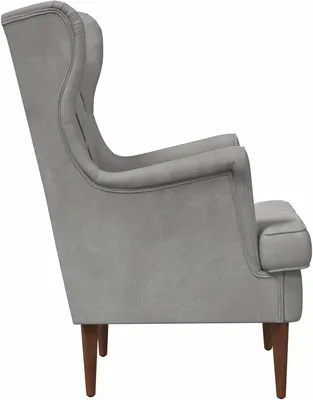 Produktbild von Moderner Sessel mit Metallrahmen und hellgrauem Samtbezug für Komfort und Eleganz