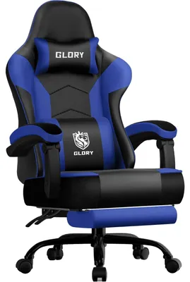 Zdjęcie produktu dla Fotel gamingowy, ergonomiczna konstrukcja, regulowany kąt nachylenia, niebieski