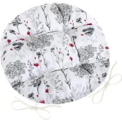 Produktbild von DITA rundes gestepptes Sitzkissen - Durchmesser 40 cm - Grau,Rot,Weiß