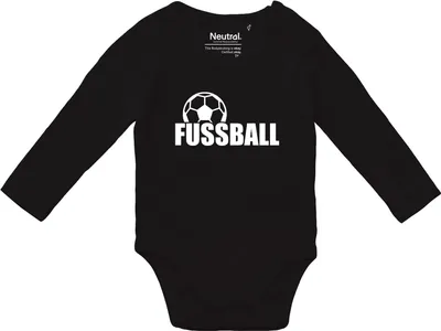 Produktbild von Huuraa Baby Body Fussball Ball 74 Black  Baumwolle Fairtrade Langarmbody Geschenkidee