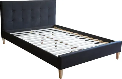 Produktbild von Homestyle4u Polsterbett 160x200 cm Bett Doppelbett mit Lattenrost Kopfteil Schwarz