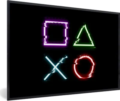 Produktbild von MuchoWow® Gerahmtes Poster Spiel - Controller - Led 90x60 cm - Poster mit Schwarzem Bilderrahmen Wandposter Rahmen Foto Bilder - Fotorahmen - Foto-Plakat