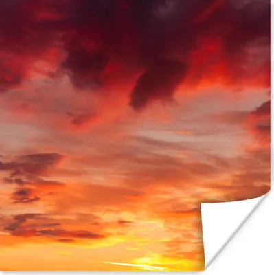 Produktbild von MuchoWow® Poster Wolken - Sonne - Rot 75x75 cm - Wand Dekoration