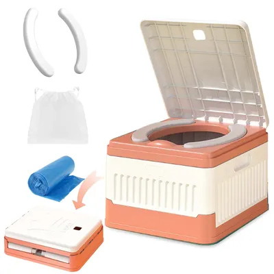 Immagine prodotto di Solidchoice - Toilette da campeggio pieghevole con cuscino inPoliuretanoe 20 sacchetti per i rifiuti, ideale per i viaggi