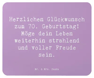 Produktbild von Mr. & Mrs. Panda Mouse Pad Spruch 70. Geburtstag Glückwünsche - Lavendeltraum - Geschenk, Erinnerungen, Geburtstagsgeschenk, Lebensjahr, laptop mauspad, mousematte