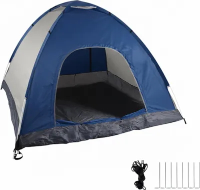 Produktbild von Relaxdays Pop Up Zelt Strand, Wurfzelt, 2-3 Personen, kleines Packmaß, UV Schutz 50+, HBT 135x200x200 cm, blau/anthrazit