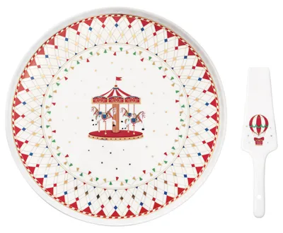 Produktbild von Christmas Wonderland Tortenplatte Ø32cm mit Tortenheber Gebäckteller Weihnachten