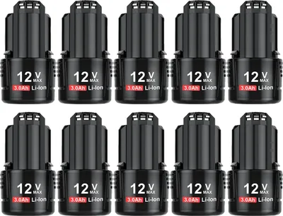 Image de Compatible avec la batterie Bosch BAT411, capacité de 3000 mAh, alimentation Li-ion 12 V, lot de 10 batteries de 3,0 Ah