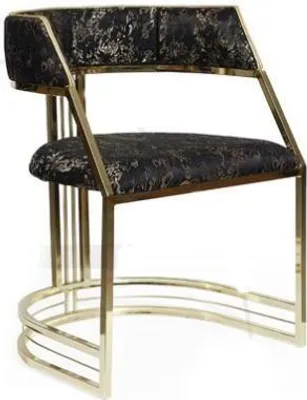 Image de Chaise noire en acier inoxydable Meubles de salle à manger modernes Chaises rembourrées