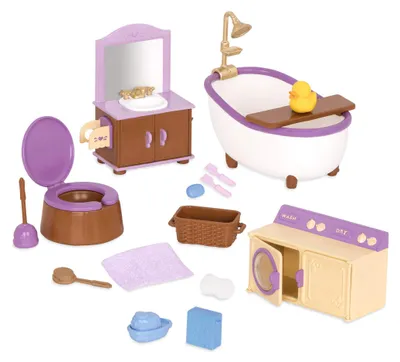 Productafbeelding van Badkamer- en wasgoedset - miniatuurmeubels voor poppenhuis