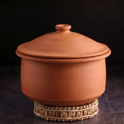 Ton-Kadai mit Deckel & Ständer, 5 Liter, unglasiert