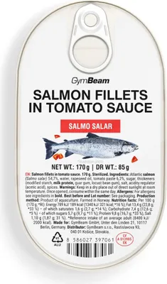 Zdjęcie produktu dla GymBeam - Filety z łososia w sosie pomidorowym 170 g