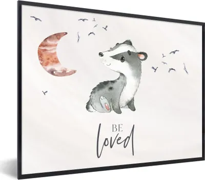 Produktbild von MuchoWow® Gerahmtes Poster Zitate - Geliebt werden - Sprichwörter - Kind - Jungen - Mädchen - Aquarell 80x60 cm - Poster mit Schwarzem Bilderrahmen Wandposter Rahmen Foto Bilder - Schwarzem - Mit Gestell