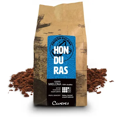 Zdjęcie produktu dla Kawa mielona Caveres HONDURAS 100% Arabica 250 g ŚWIEŻO PALONA rzemieślnicza palarnia kawy premium
