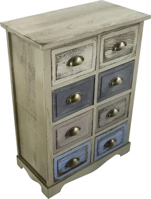 Immagine prodotto di Milani Home - mobiletto in legno 8 cassetti, grigio chiaro, stile shabby chic, 53 x 29 x 73 cm