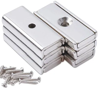 Produktbild von Rechte neodymiummagneten mit Loch, 30x13,5x5mm starke Schraubenmagneten, extra starke Schraubenmagneten, starke Grip, starke flache Magnetplatten, Magnetplatten für Basteln, Industrie [6 Stück]