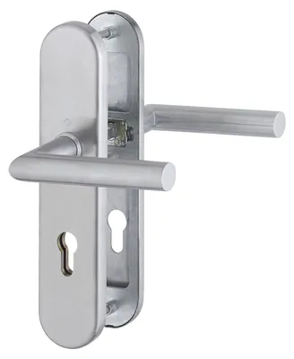 Türdrücker-Garnitur, Profilzylinder, 92 mm, Edelstahl matt