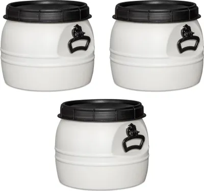 Produktbild von 3er Set 30 Liter weiß Futtertonne Weithalsfass mit Drehdeckel Transporttonne Fass mit Schraubdeckel