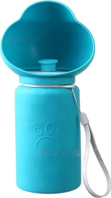 Produktbild von INF Tragbare faltbare Haustier-Wasserflasche - Silikon Reise Hunde Wasserspender Blau