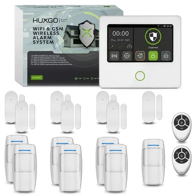 Produktbild von HUXGO Alarmanlage WLAN GSM 4G Set Solar Sirene 7x Bewegungsmelder 7x Türsensor