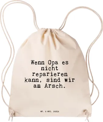 Produktbild von Mr. & Mrs. Panda Jutebeutel Wenn Opa es nicht... - Transparent - Geschenk, bester, wander rucksack, Sprüche, Papa, Turnbeutel, gymnastiktasche, Opi, Beutel, Sportbeutel