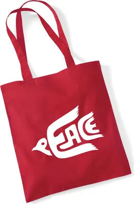 Produktbild von Huuraa Jutebeutel Peace Friedenstaube 10 Liter Classic Red Baumwolle Tasche Geschenkidee