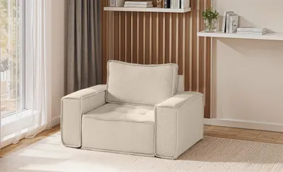 Produktbild von Sessel Designersessel SANDE Stoff Raven Creme