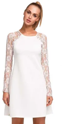 Produktbild von Kleid Elegant mit Spitze Mini-Kleid, Ecru L/40