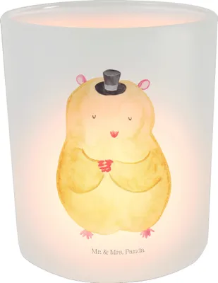 Produktbild von Mr. & Mrs. Panda Outdoor Windlicht Hamster Hut - Transparent - Geschenk, Teelichthalter, Kerzenglas, Glas, Zylinder, Balkon, Magier, Zauberer, Zwerghamster, Kerzenhalter