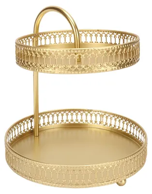 2-stufiger Kuchenständer, gold, Metall, 20x16,5x2x20 cm