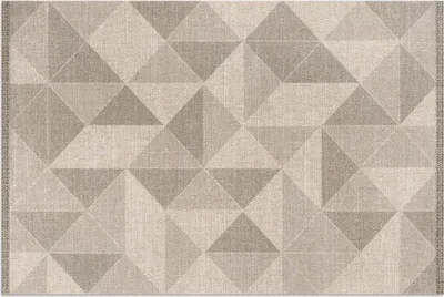 Produktbild von Dreiecke und Quadrate Stoffimitat – Vinylteppich – 80x120 cm – Outdoor Teppich – Terrasse – Wetterfest – Modern