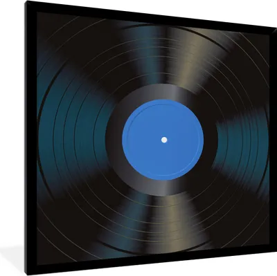 Produktbild von MuchoWow® Gerahmtes Poster LP - Blau - Vintage - Vinyl 40x40 cm - Poster mit Schwarzem Bilderrahmen Wandposter Rahmen Foto Bilder - Mit Rahmen - Wanddekoration Schlafzimmer