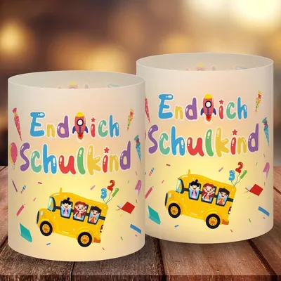 Produktbild von Elidepe Einschulung Deko 12 Stück Windlicht Tischdeko Jungen Mädchen