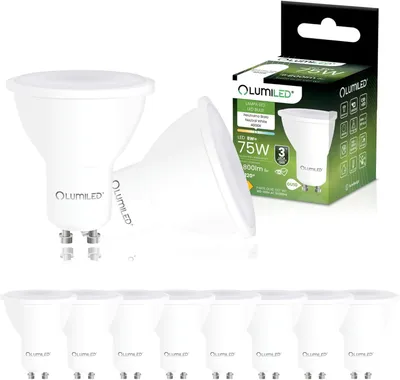 Produktbild von LUMILED GU10 LED Lampe PAR16 8W ersetzt 75W 800lm 4000K Neutralweiß 120°  Nicht Dimmbar 10er Pack Energiespar Leuchtmittel Reflektor Spot für Küche Wohnzimmer Büro Flur 10 Stück Lampen