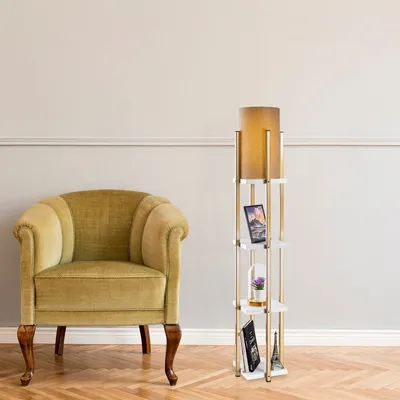 Produktbild von Opviq, 7120- 7120LMP, Weiß,Gold, Stehlampen, 25 x 25 x 130 cm, Metallkörper