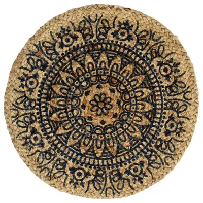 Image de vidaXL Sets de table 6 pcs. Bleu foncé 38 cm Rond Jute